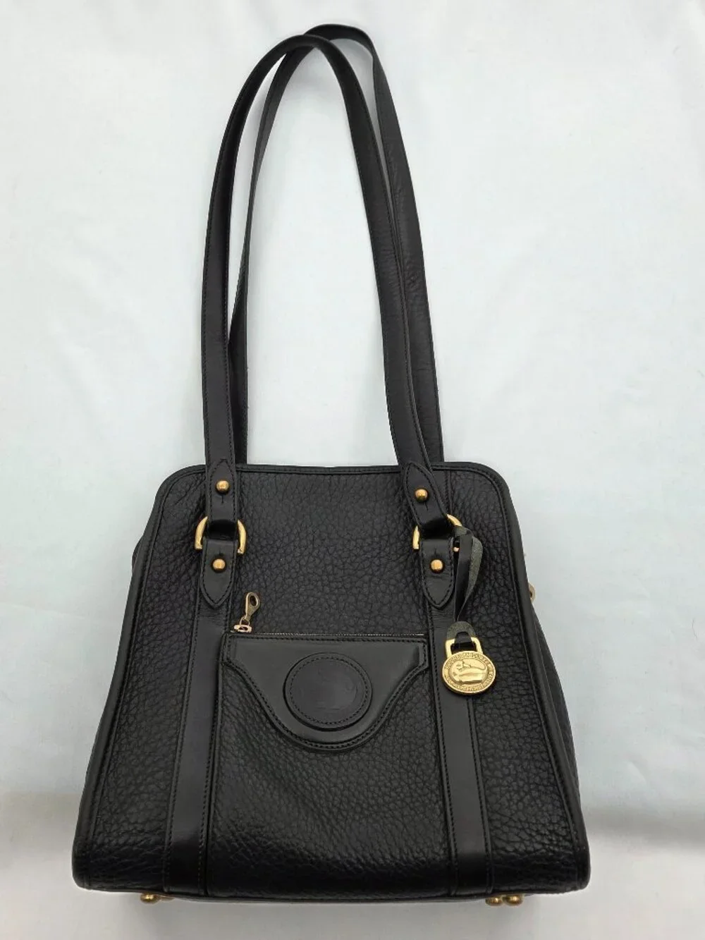 Vintage Dooney & Bourke All Weather Black Pebbled Leather Satchel Shoulder bag